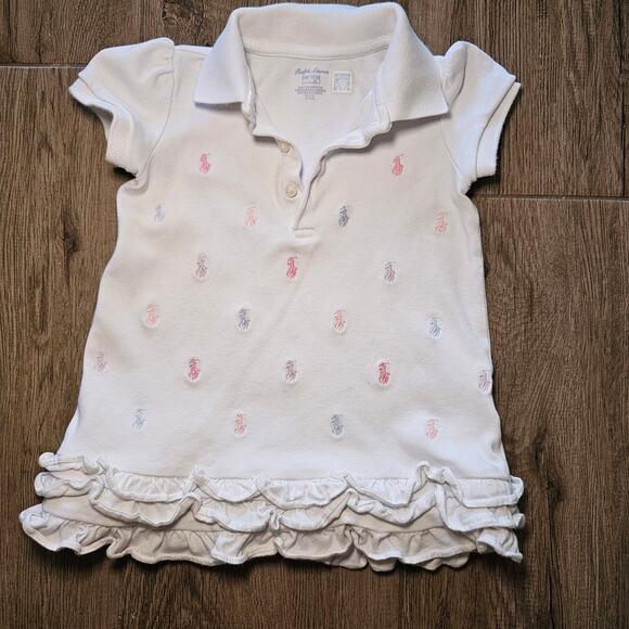 Baby RALPH LAUREN Embroidered White Pastel Pony Ruffled Dress Top 18M - Picture 2 of 10